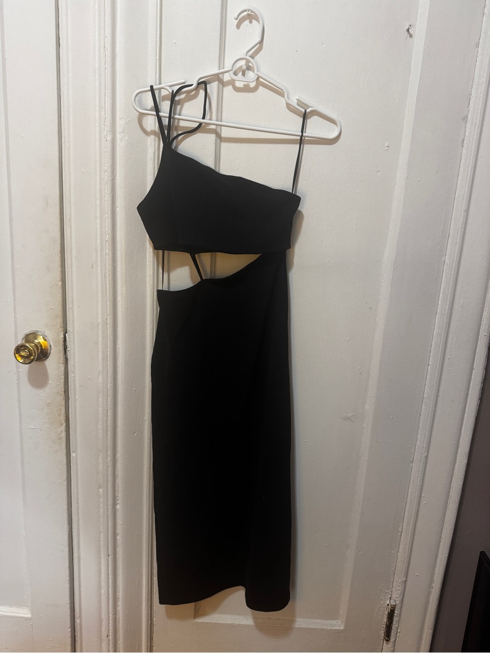 Zara Black One-Shoulder Cutout Midi Dress